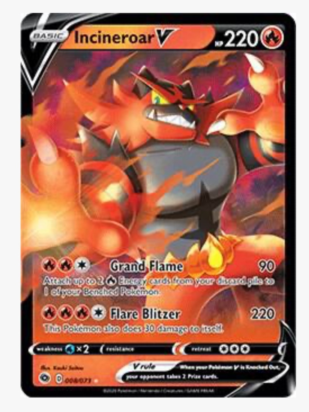 Incineroar V Champion's Path Pokemon Trading Card